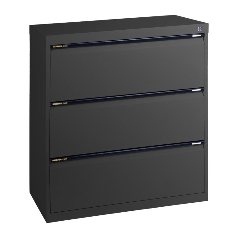SLA3 Statewide 3 Drawer Lateral Filing Cabinet Black Ripple 1 768x768 